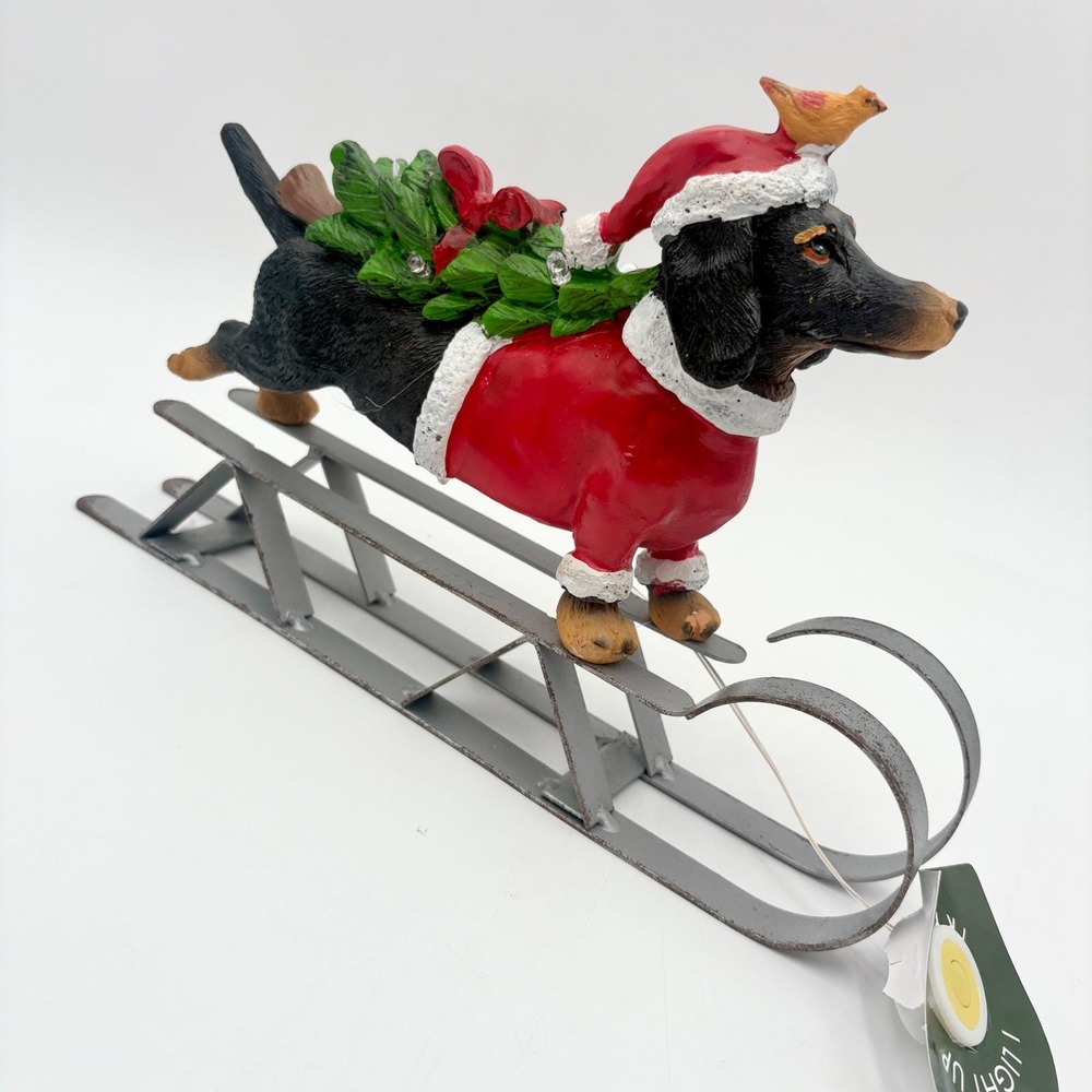 Willow‎ & Riley Dachshund Doxie Sled Christmas Light Up Dog Figure Holiday Decor